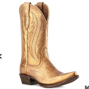 Ariat Women's Tailgate Distressed Gold Snip Toe Western Boots 7.5